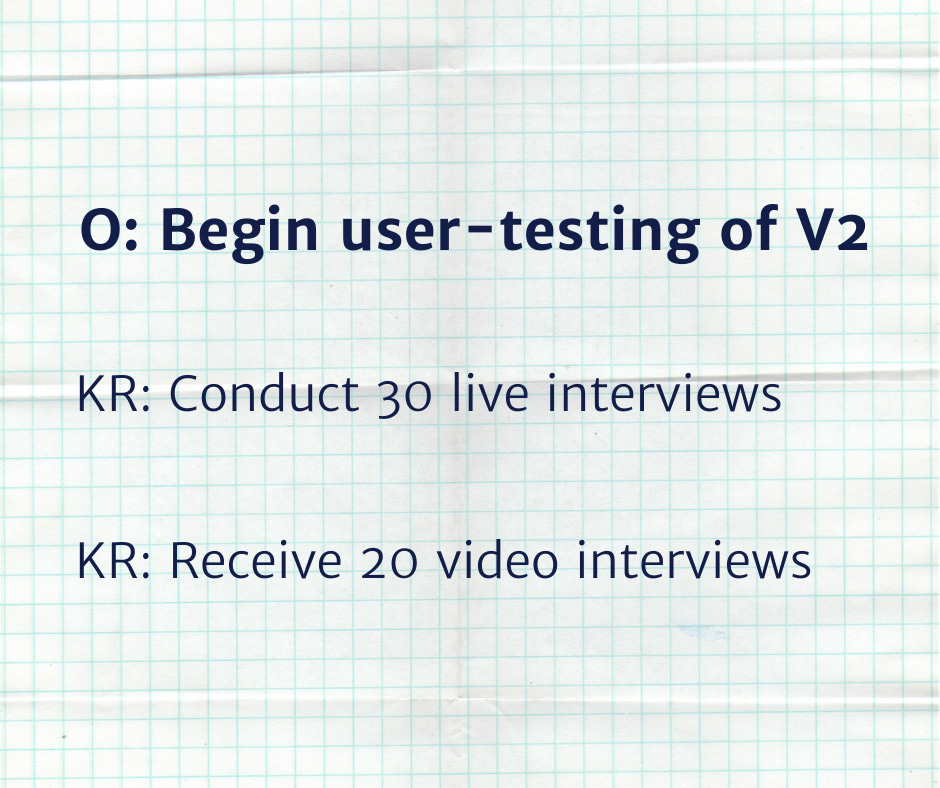User testing OKR example