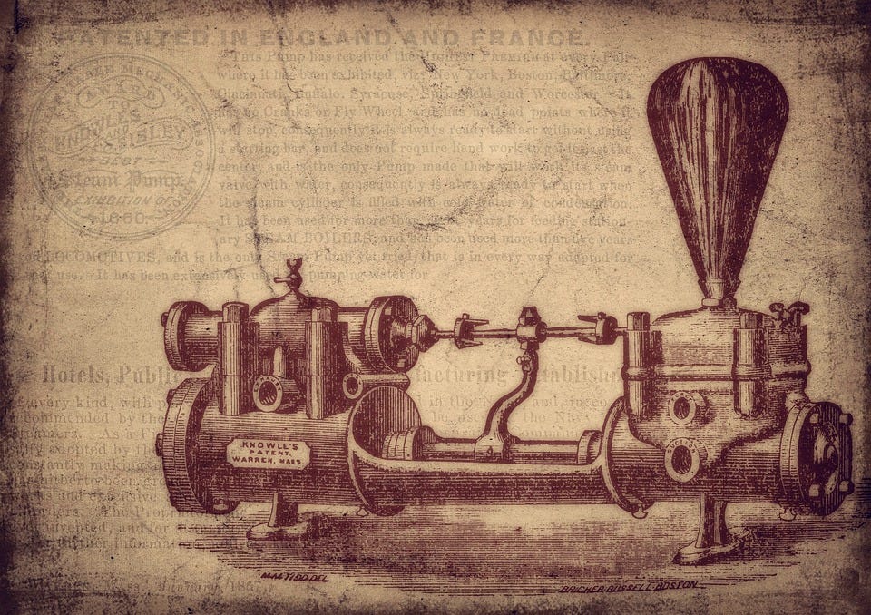 Vintage, Water Pump, Machine, Invention, Patent, Old