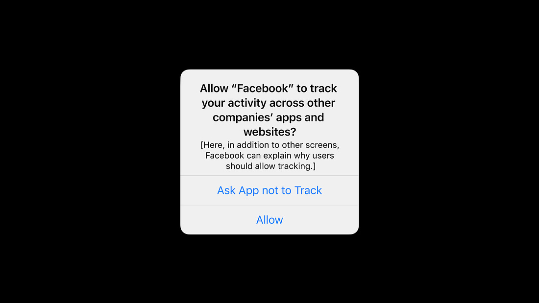 Image of Apple’s forthcoming App Tracking Transparency feature