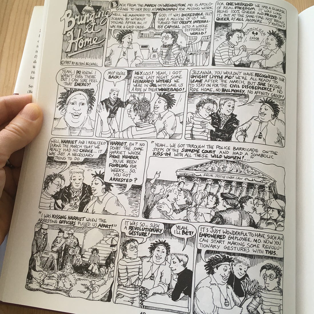 Photo of a 1987 strip in the Essential DTWOF featuring Jezanna, Mo, and Lois (Before there was Shane, there was Lois)