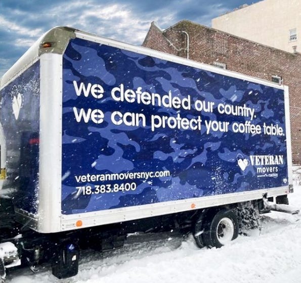 we defended our country, we can protect your coffee table. Veteran movers.