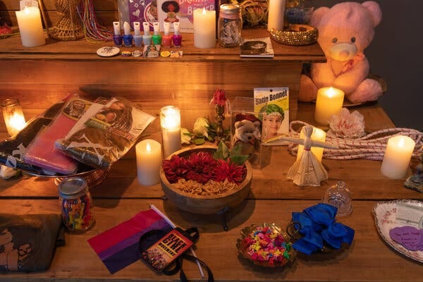 “The Black Girlhood Altar,” a temporary monument, was assembled to honor the lives of Black girls cut short by violence.