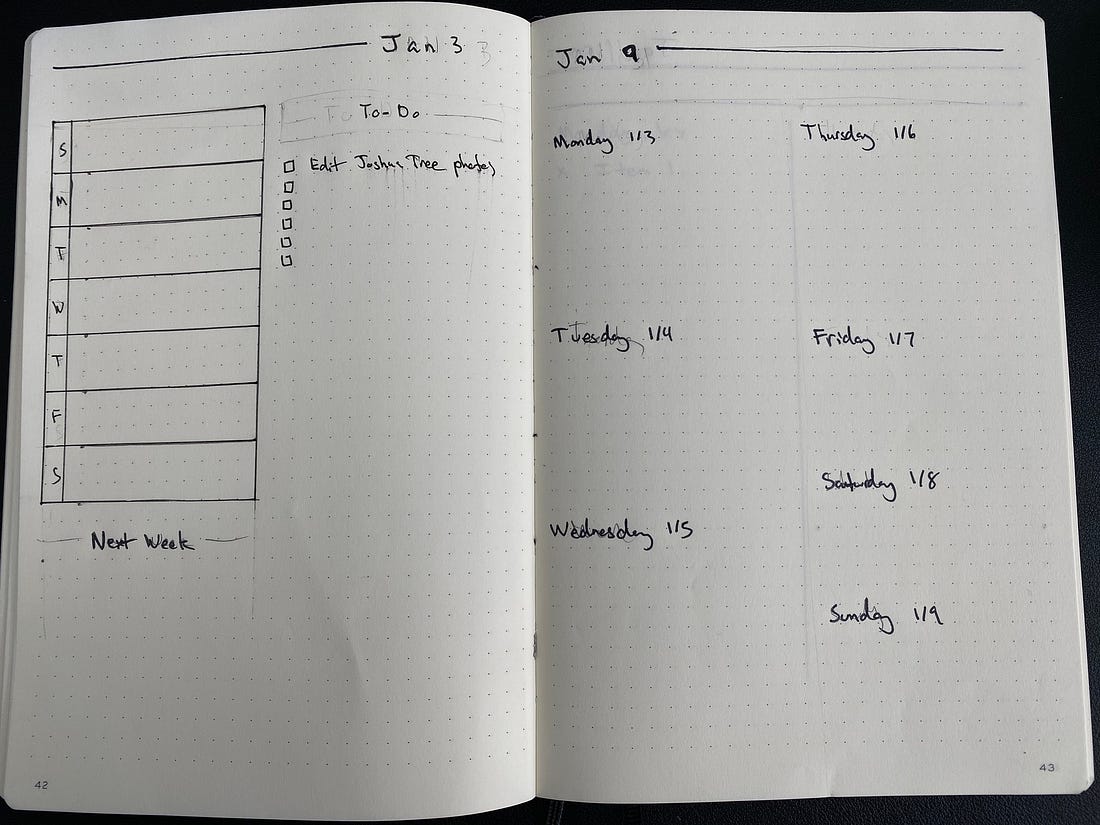 Weekly layout