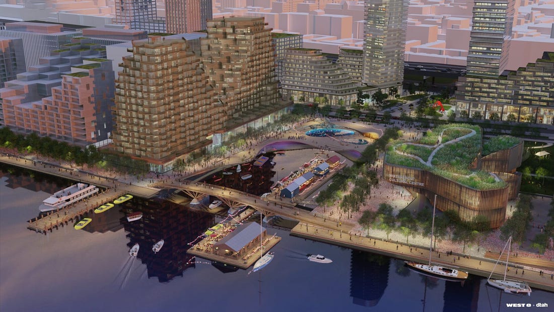 Rendering of a waterfront park in the Toronto harbour