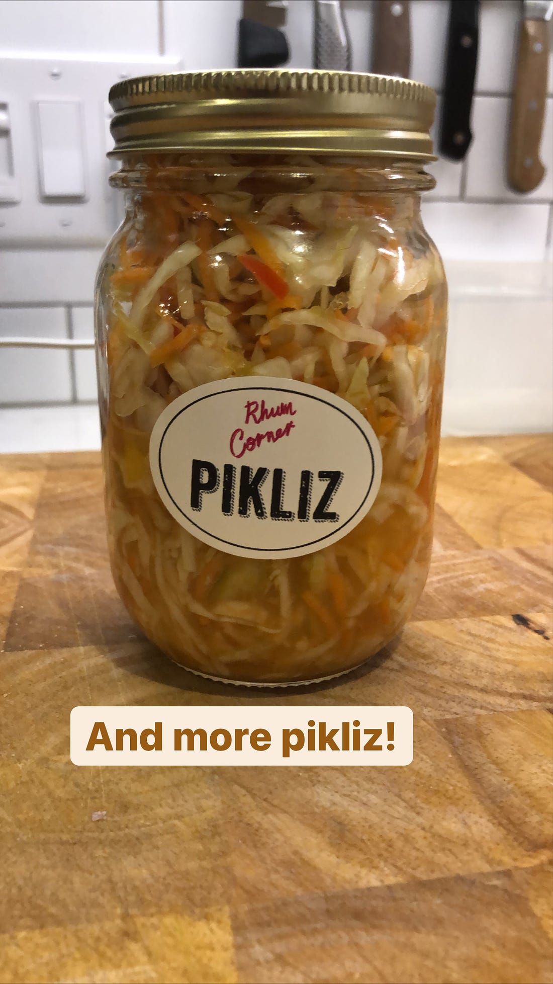 Jar of pikliz from Rhum Corner