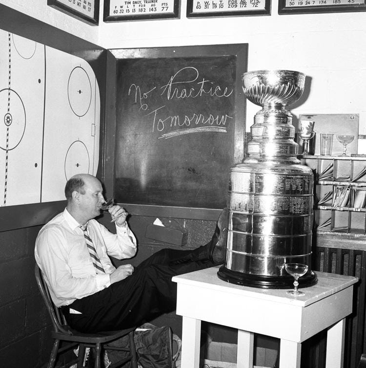 Hockey Hall of Fame on Twitter: "#TBT Love this old pic of Punch Imlach and  the Stanley Cup. No practice tomorrow, indeed. http://t.co/4aksRcXP9t  http://t.co/dcyYu2zjap"