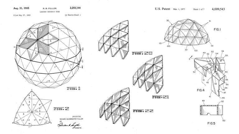 Image of Buckminster Fuller’s patent design of the Geodesic Dome
