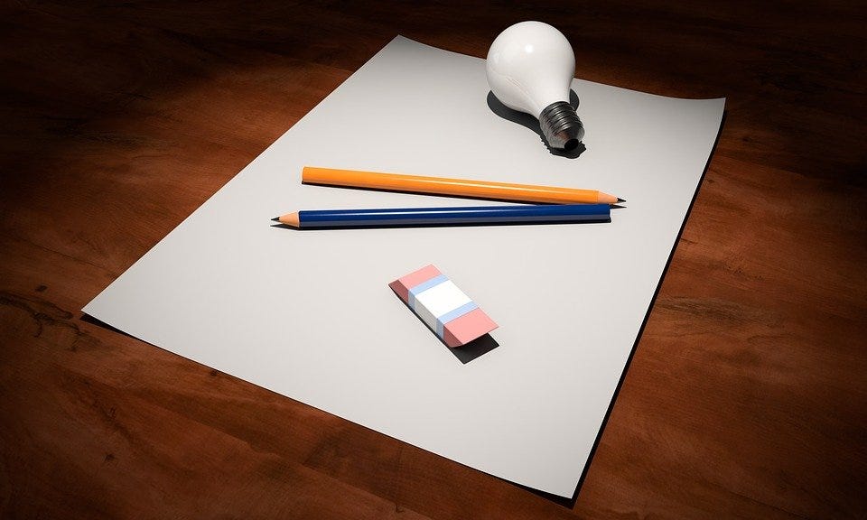 Idea, Empty, Paper, Pen, Light Bulb, Creativity
