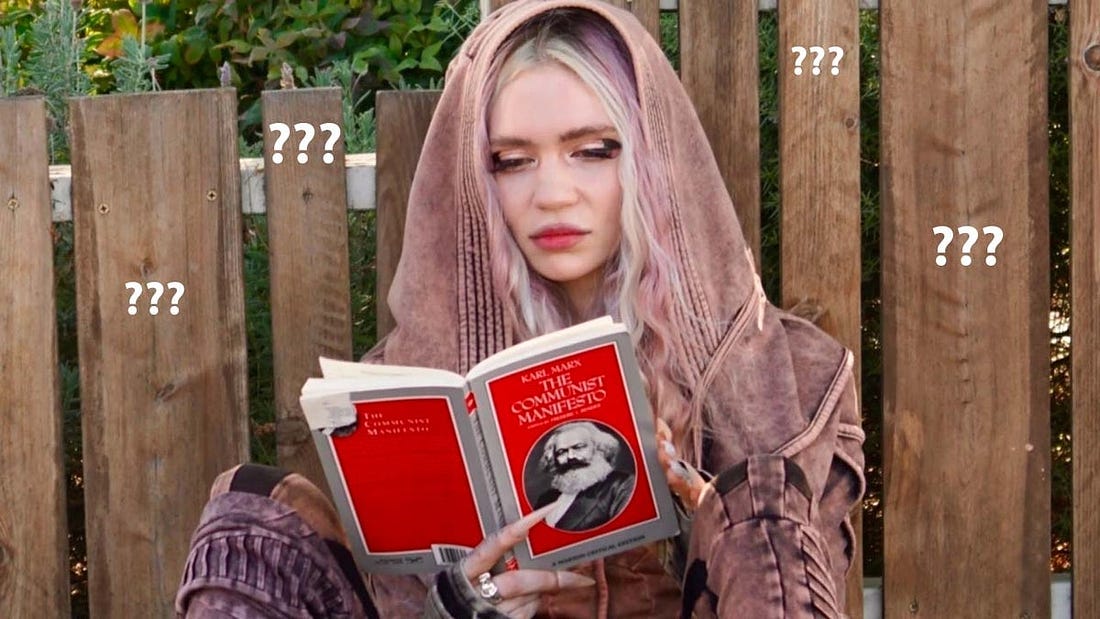 Grimes, Who Dated A Literal Billionaire, Was Seen Reading Karl Marx, AKA  The Communist Bible
