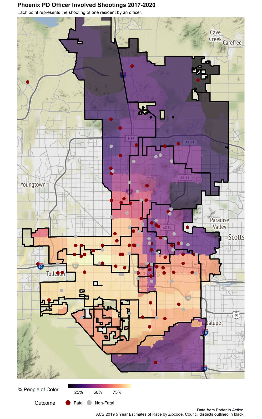 Mapping OIS shootings and communities of color in Phoenix