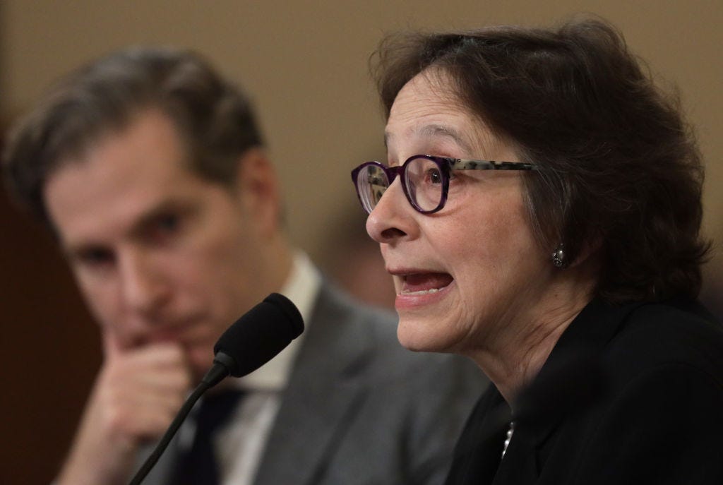 Pamela Karlan testifies before the House Judiciary Committee in December 2019. A vocal Trump critic, Karlan is on indefinite leave from the Oversight Board. (Alex Wong / Getty Images)