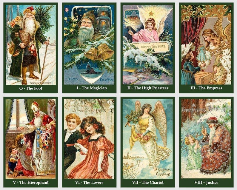 Christmas tarot deck. Vintage Santa Claus illustrations image 1