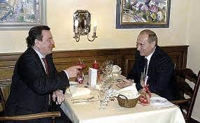 The first day of talks between President Vladimir Putin and German  Chancellor Gerhard Schroeder in Hamburg ended with dinner at local  restaurant Deichgraf • President of Russia