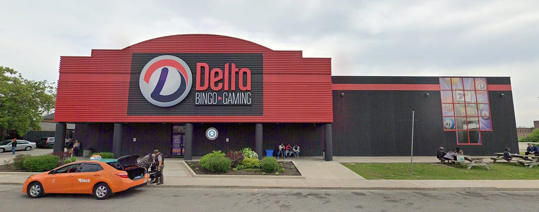 Streetview of a Delta Bingo storefront