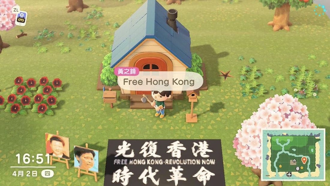 Hong Kong activists are protesting in Animal Crossing