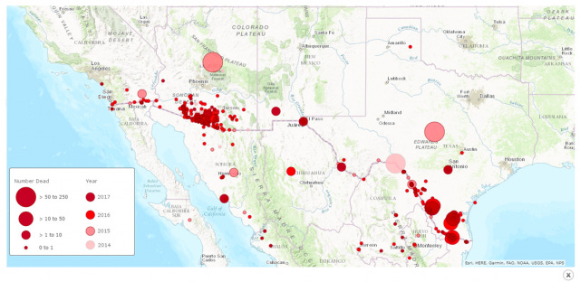 map of border migrant deaths