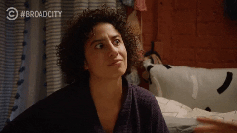 Ilana from Broad City widening her eyes and nodding [gif]