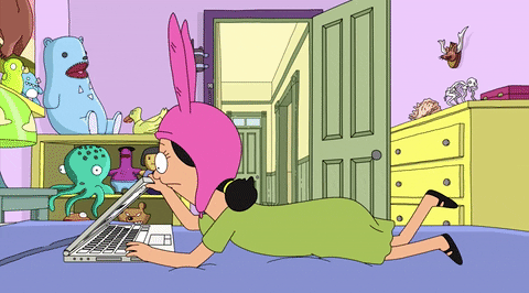 Louise from Bob's Burgers typing on a laptop [gif]
