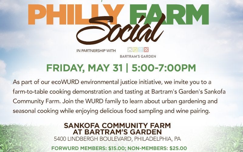 Text Graphic: EcoWURD presenets Philly Farm Social