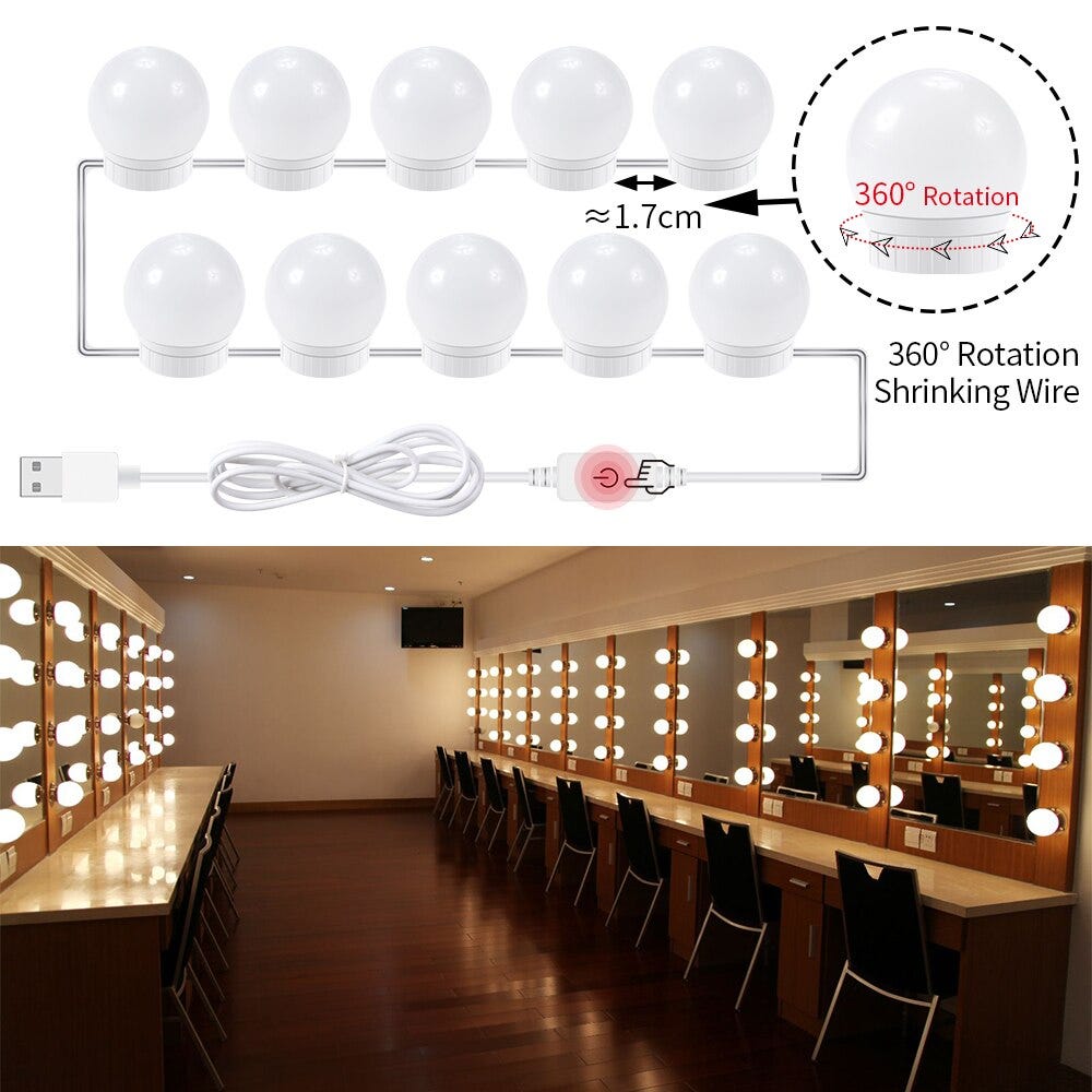 861843796 Canling Makeup Table Mirror Wall Light Led Cosmetic Vanity Lamp String Usb Touch Dimmer Bathroom Bedroom Mirror Backlight Bulb Lights Lighting Indoor Lighting