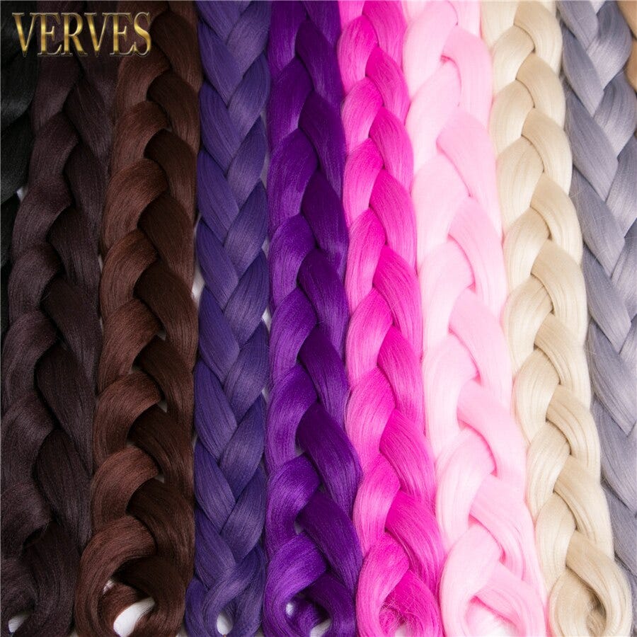 Verves Braiding Hair One Piece Inch Synthetic Heat Fiber Braid 165g Piece Pure Color Crochet Jumbo Braid Hair Extensions Hair Extensions Wigs Synthetic Hair