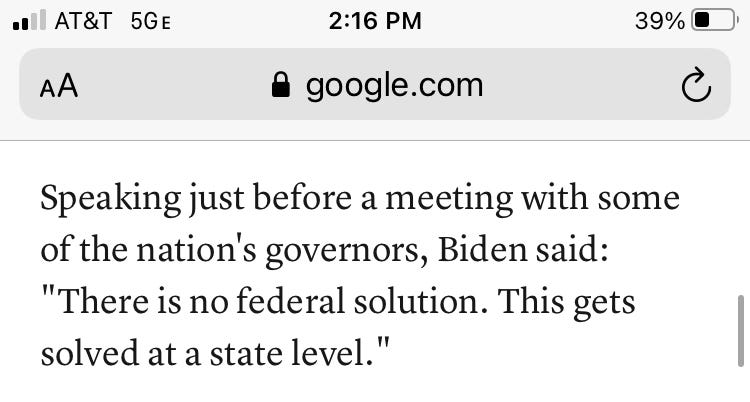 Biden on Covid: “There is no federal solution…”