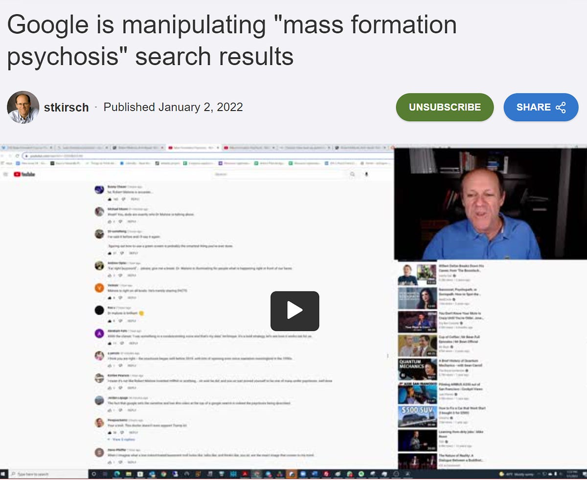 Hoe Google de zoekresultaten naar 'Mass formation psychosis' manipuleerde