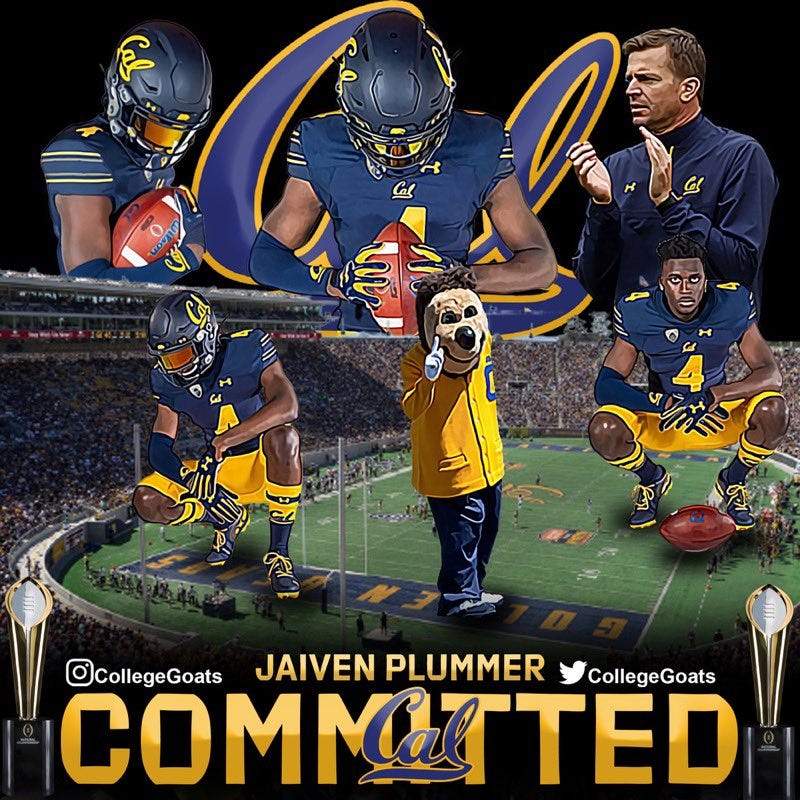 Cal Football secures commitment of 2022 Athlete Jaiven Plummer - by Rob