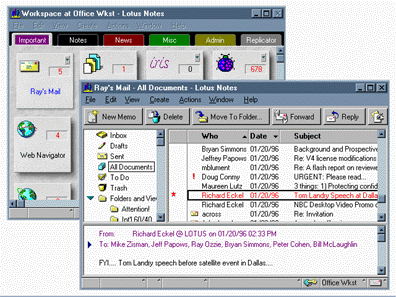 Screen shot of Lotus Notes 4.0 Screen shot of Lotus Notes 4.0