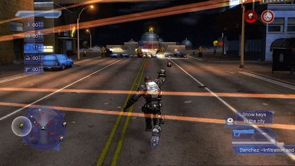 a clip of throwing grenades and leaping over the explosion in Crackdown a clip of throwing grenades and leaping over the explosion in Crackdown