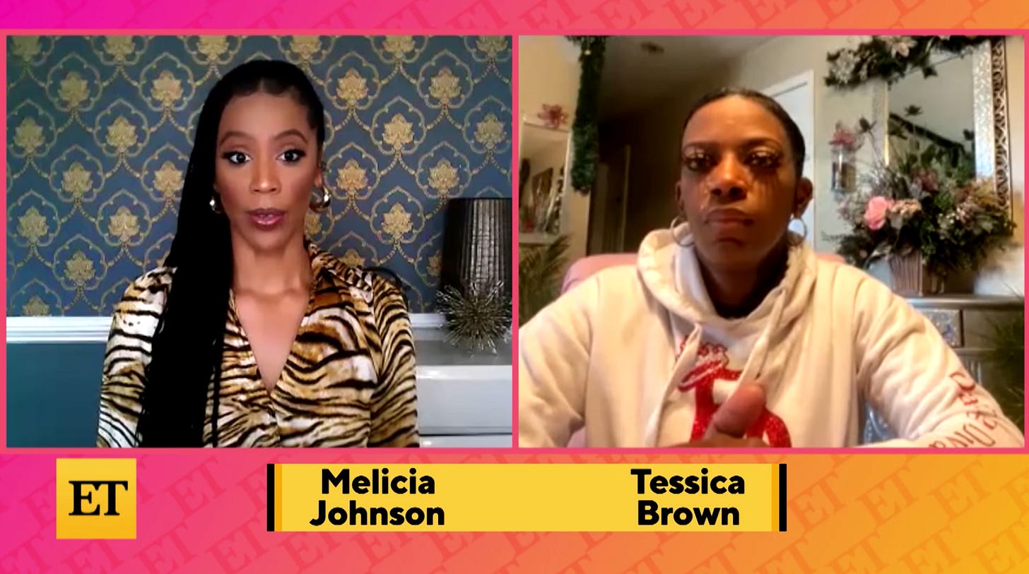 tessica brown melicia johnson entertainment tonight
