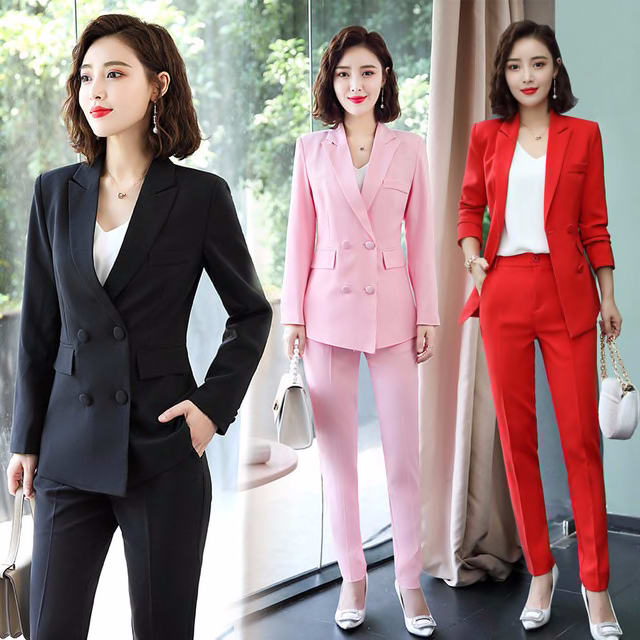 red and black suit ladies