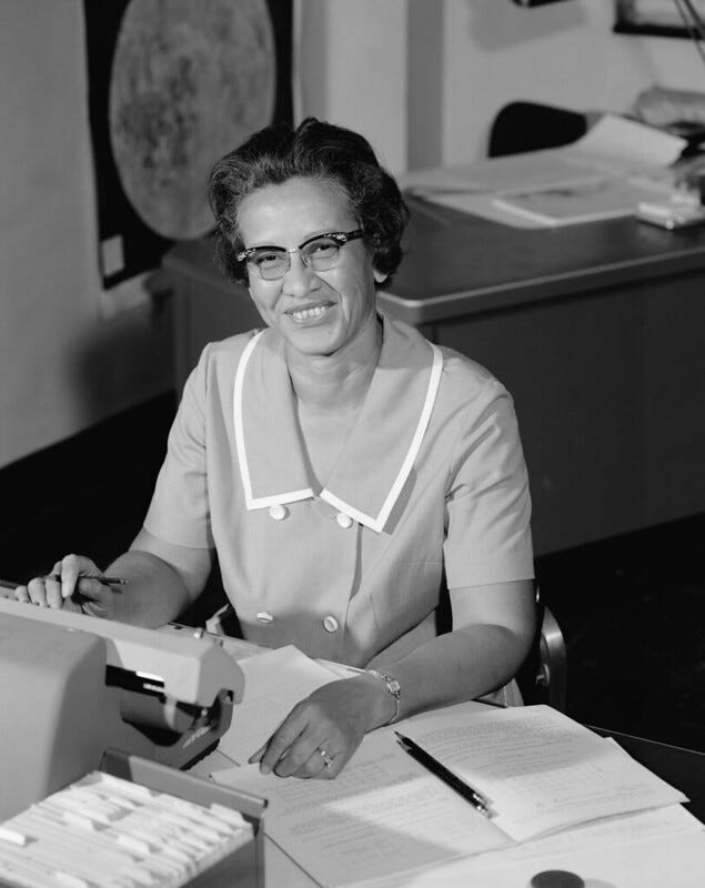 photo of Katherine Johnson in 1966 at her desk at NASA photo of Katherine Johnson in 1966 at her desk at NASA