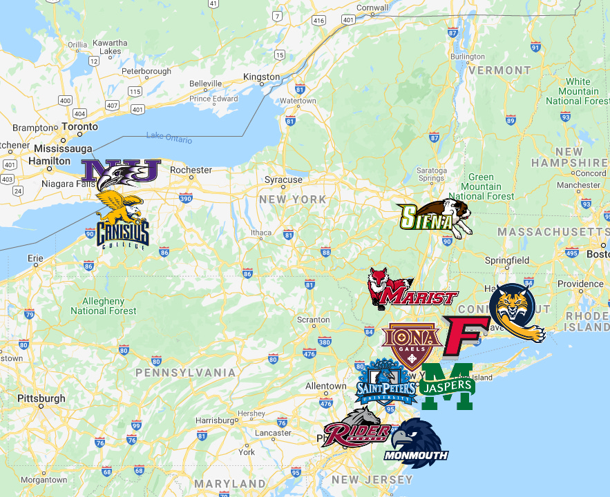Metro Atlantic Athletic Conference Map | Teams | Logos