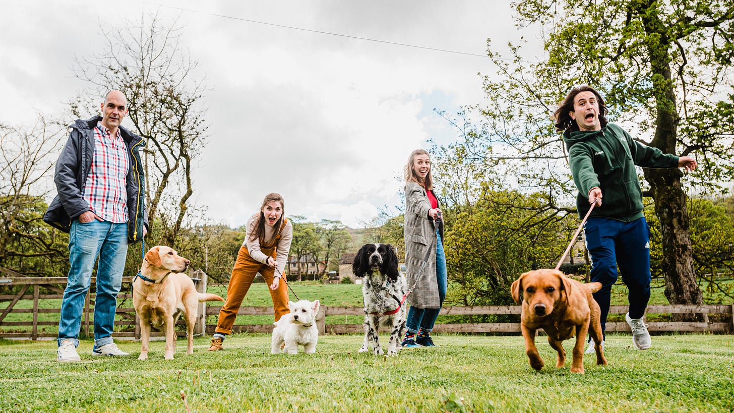 Cast Members of Mikron Theatre's A Dog's Tale pose with their pooches. Cast Members of Mikron Theatre's A Dog's Tale pose with their pooches.