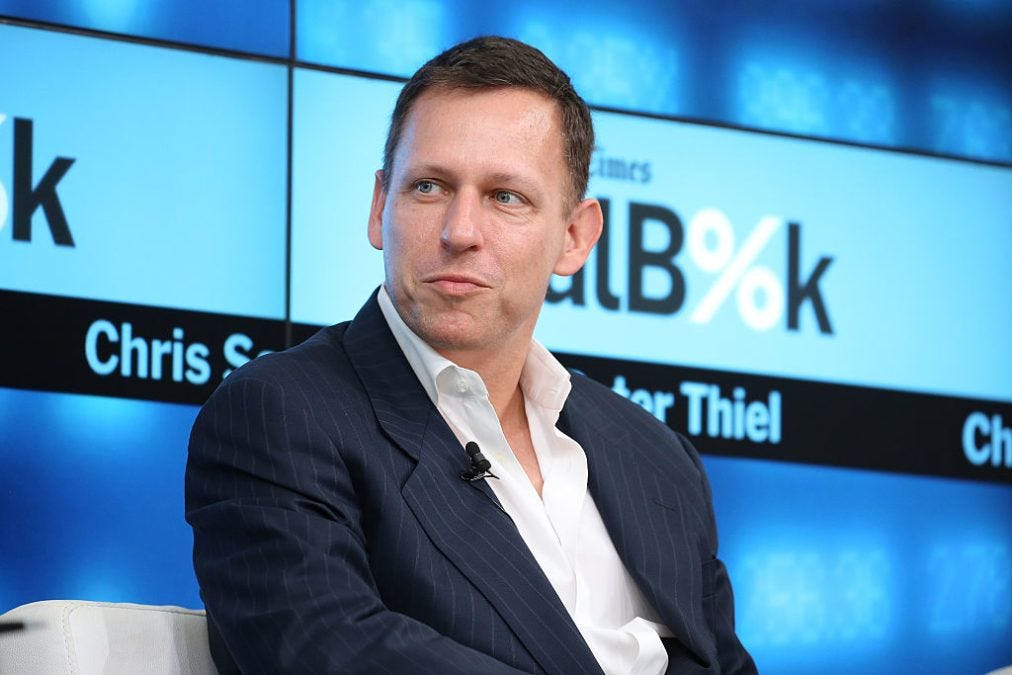 NEW YORK, NY - NOVEMBER 03: Partner at Founders Fund Peter Thiel participates in a panel discussion at the New York Times 2015 DealBook Conference at the Whitney Museum of American Art on November 3, 2015 in New York City. (Photo by Neilson Barnard/Getty Images for New York Times)