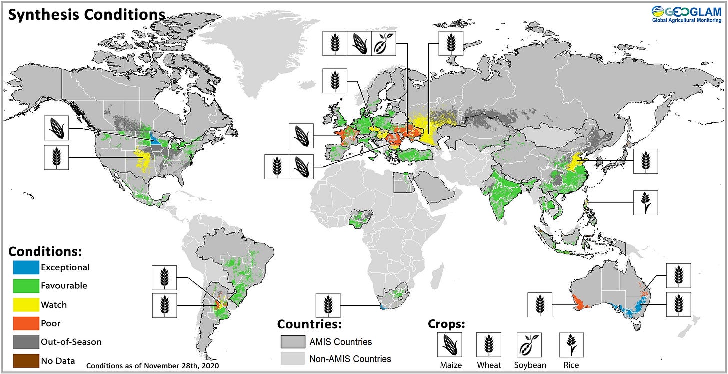 GEOGLAM AMIS map of crop conditions GEOGLAM AMIS map of crop conditions