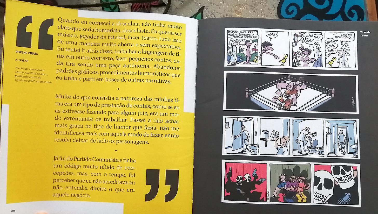 tiras ilustradas da cartunista Laerte em páginas do livro Ilustrada 50 anos, da Folha de São Paulo. tiras ilustradas da cartunista Laerte em páginas do livro Ilustrada 50 anos, da Folha de São Paulo.