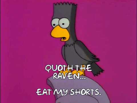 Bart Simpson plays The Raven from Edgar Allan Poe's poem on The Simpsons' Treehouse of Horror