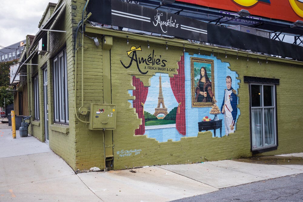 Another angle of the exterior of Amélie’s. Another angle of the exterior of Amélie’s.