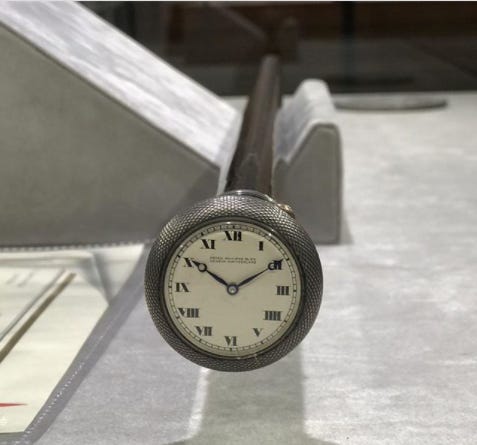 Packard’s ebony walking stick with removable watch handle. Movement no.174826. | Credit: Eric Wind of Wind Vintage Packard’s ebony walking stick with removable watch handle. Movement no.174826. | Credit: Eric Wind of Wind Vintage