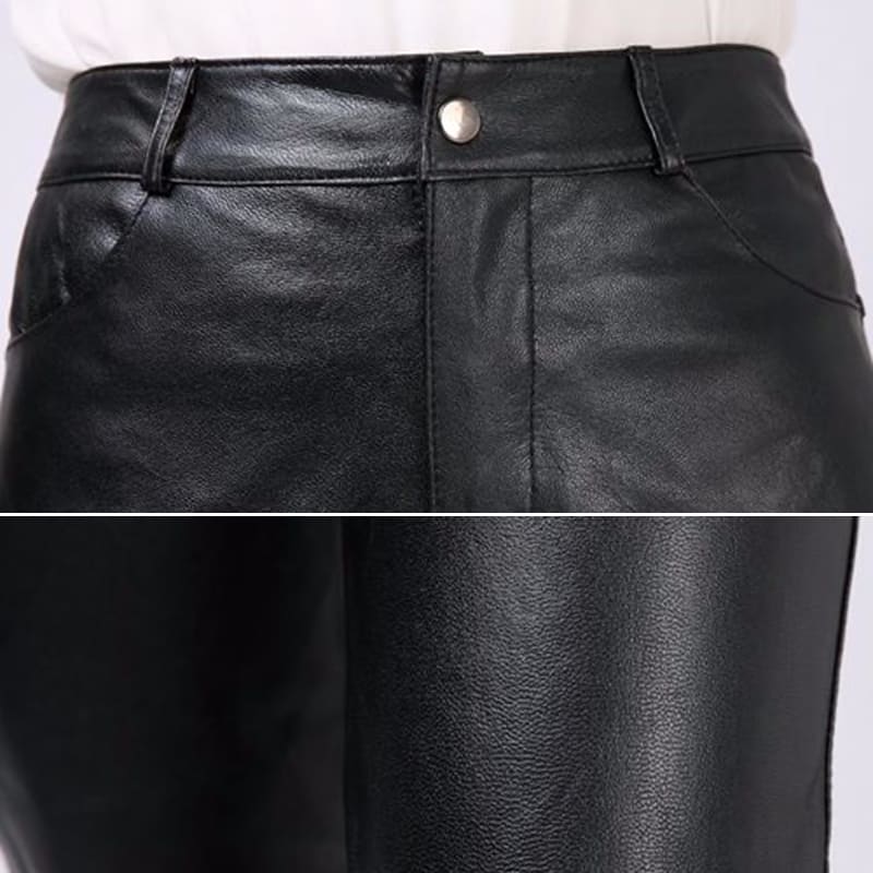 plus size genuine leather pants
