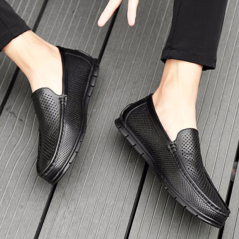 black flats with holes