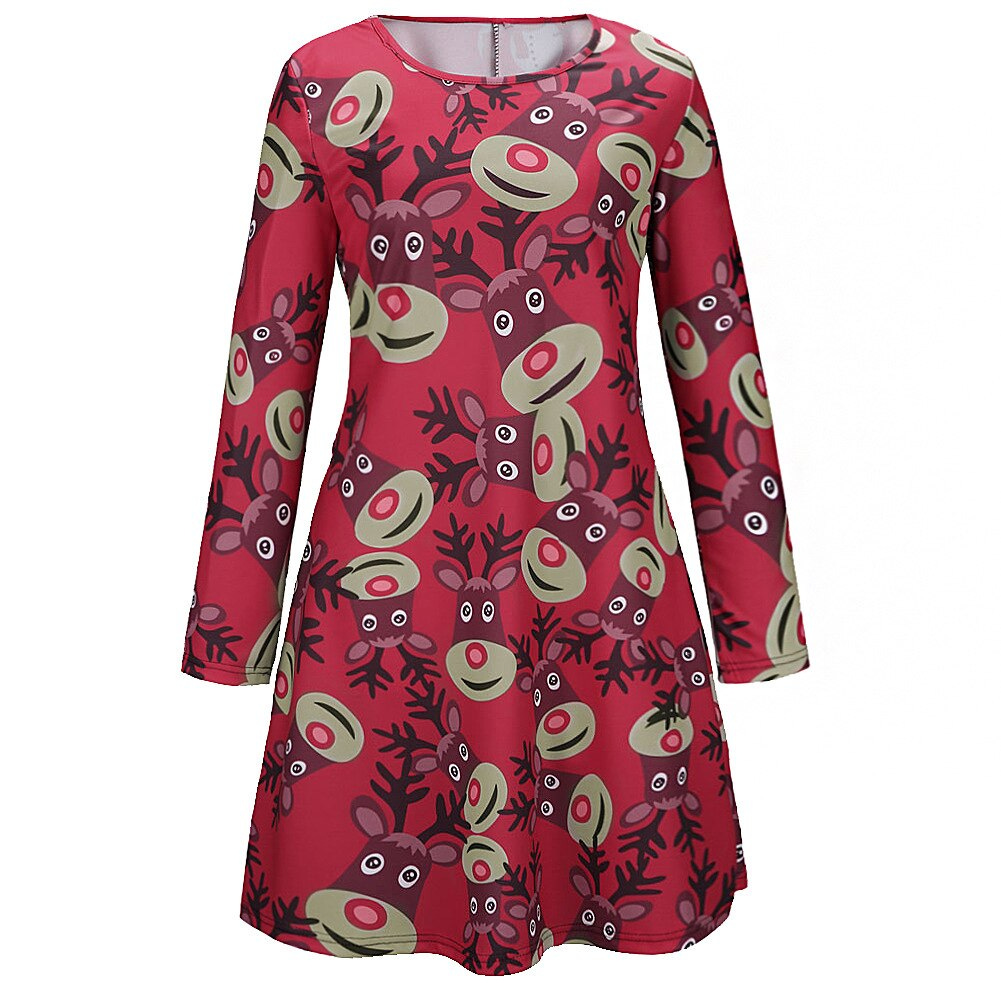 ladies christmas print dress