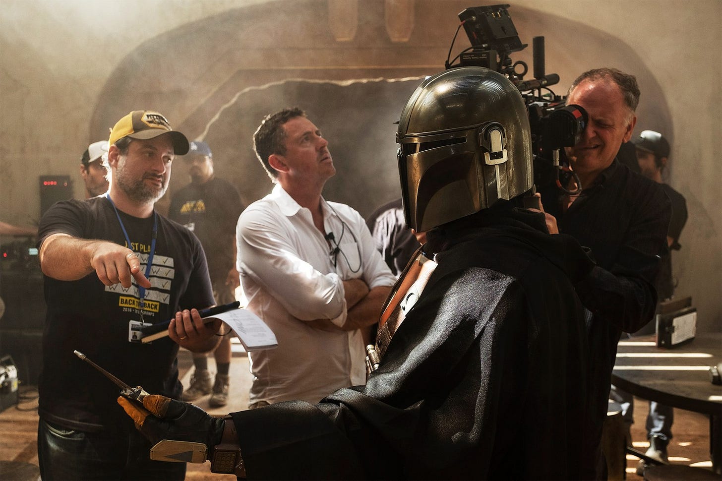 Dave Filoni on The Mandalorian set.