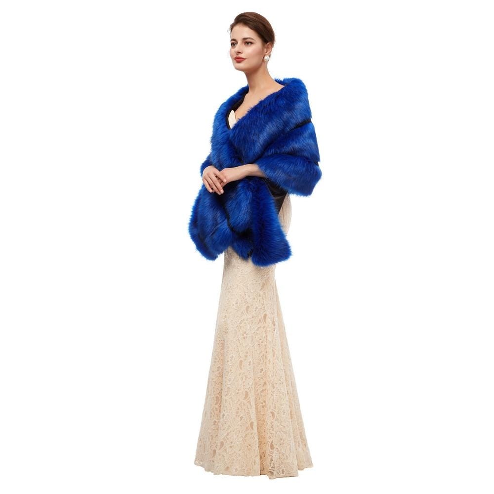 royal blue fur shawl