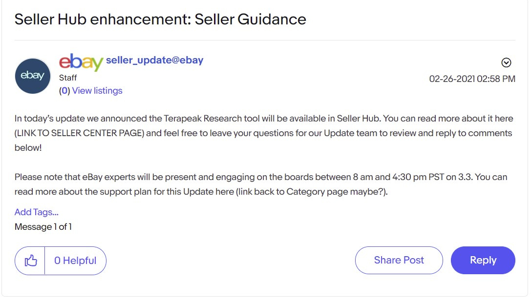 eBay Spring Update Seller Hub Enhancement