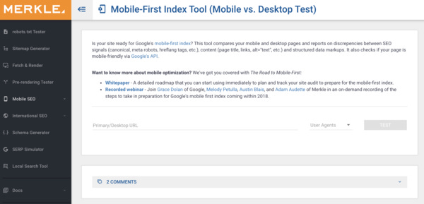 Herramienta para ver nuestro Mobile First Index readiness en Merkle Herramienta para ver nuestro Mobile First Index readiness en Merkle