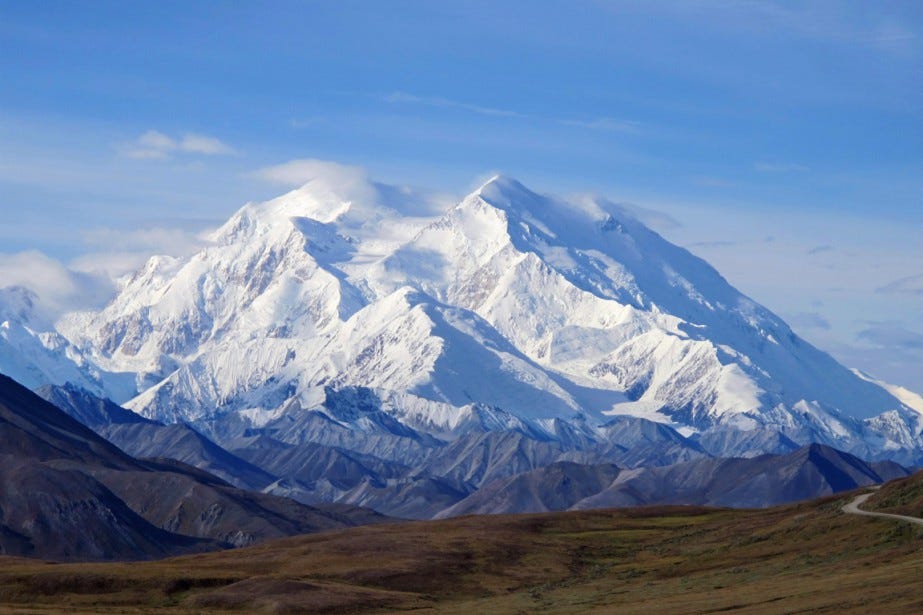 Photo of the mountain Denali taken from afar Photo of the mountain Denali taken from afar