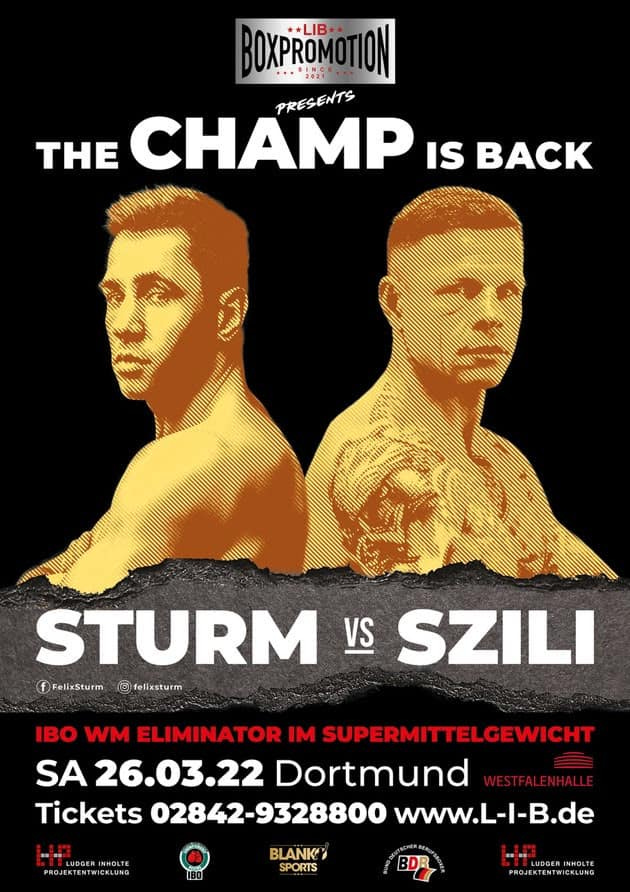 Felix Sturm returns against Istvan Szili in IBO Title eliminator on March 26